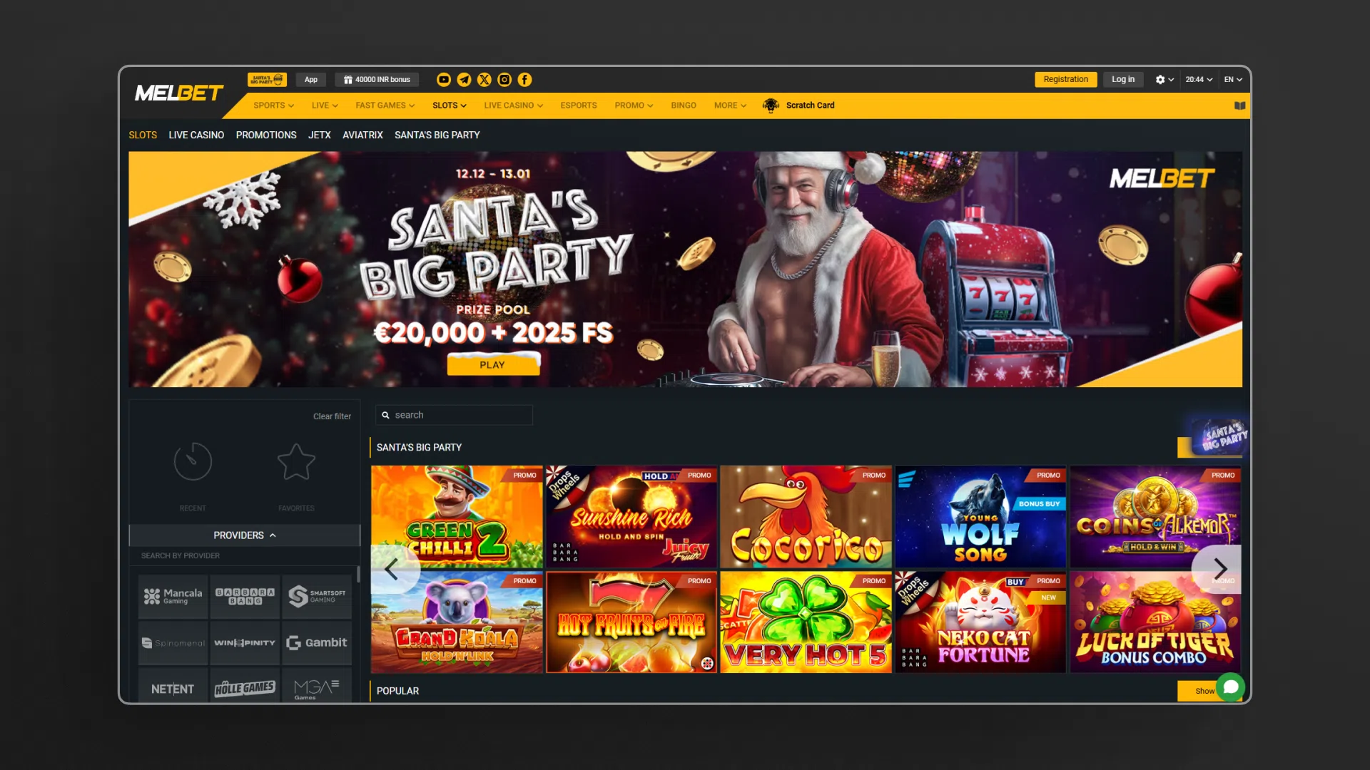 screenshot casino melbet