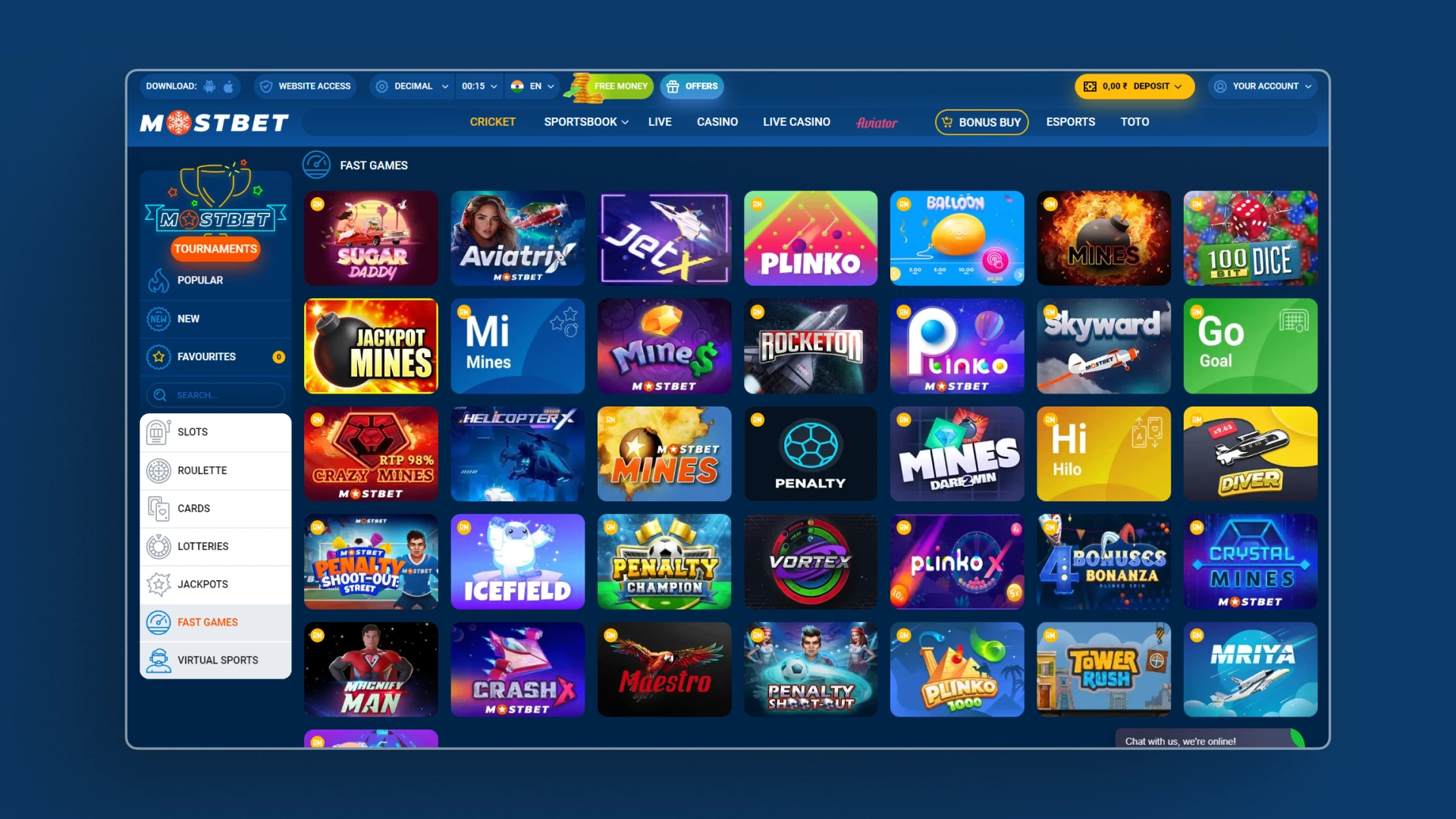 screenshot fast game casino mostbet