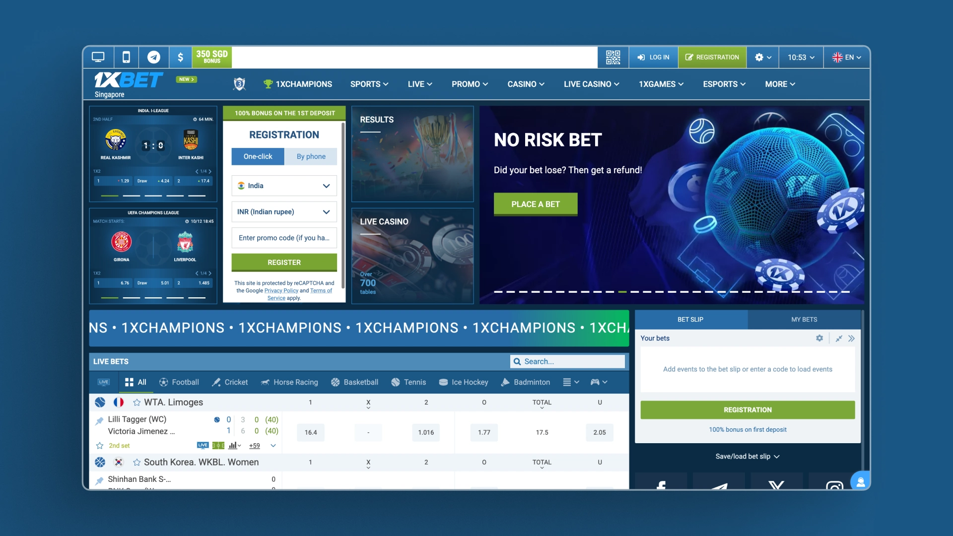 screenshot homepage 1xbet