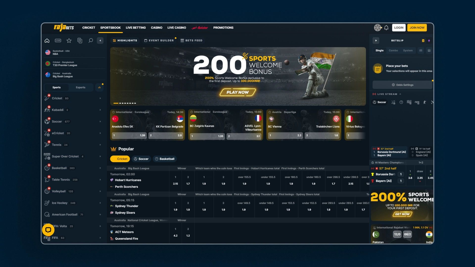 screenshot sports rajabets