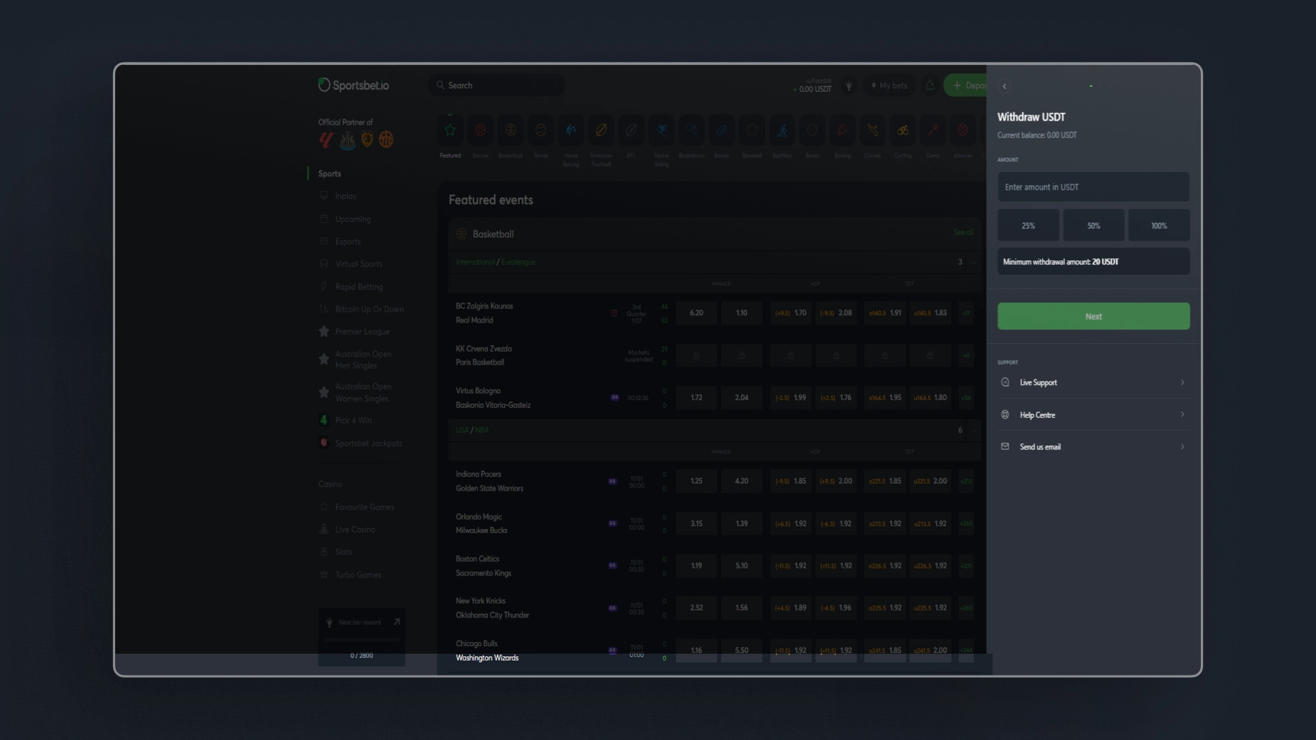 screenshot Withdrawal Sportsbet