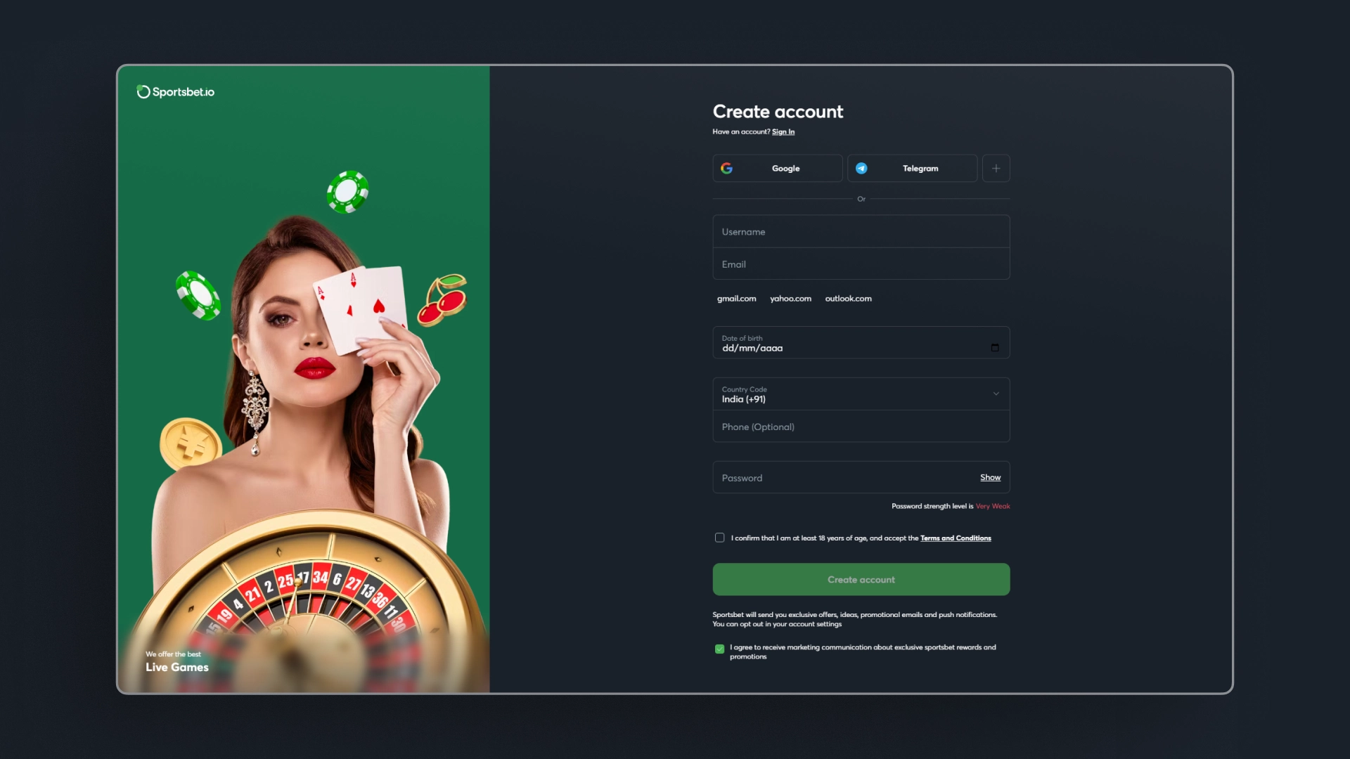 screenshot register sportsbet.io_