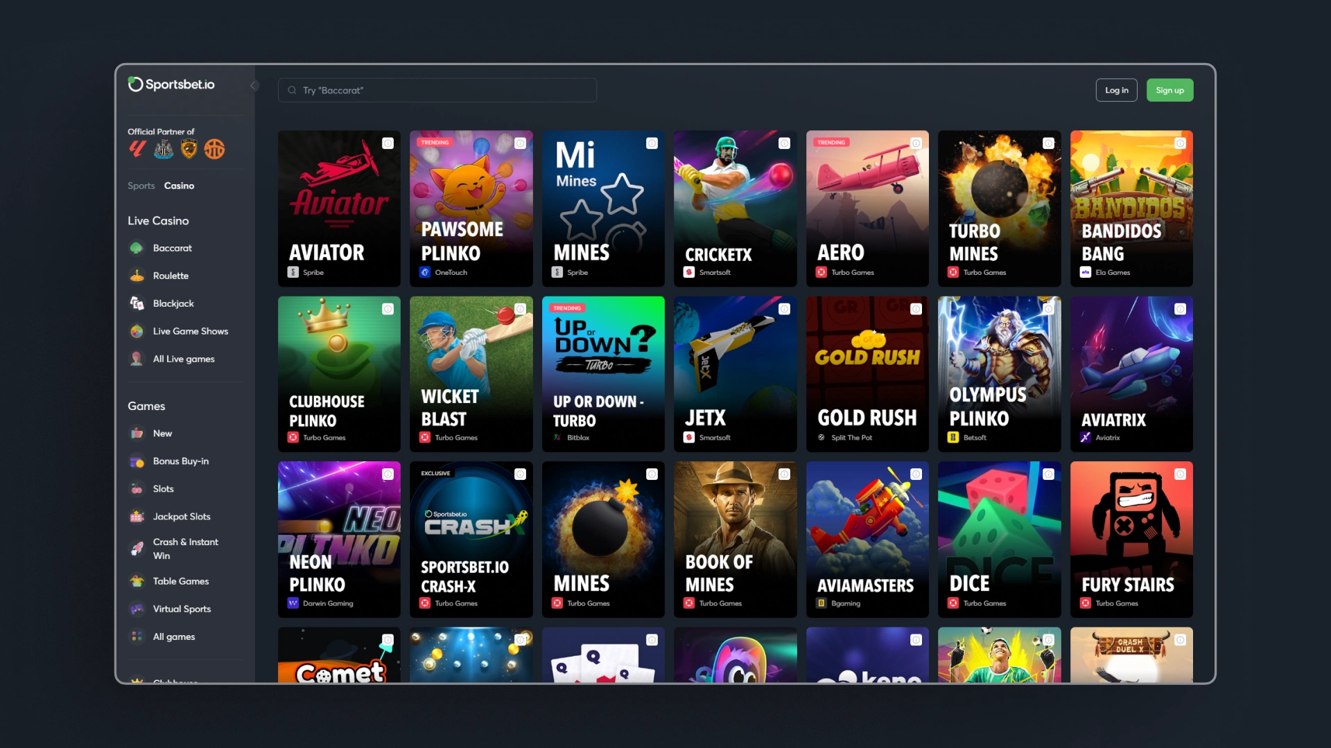 screenshot table crash games sportsbet.io_