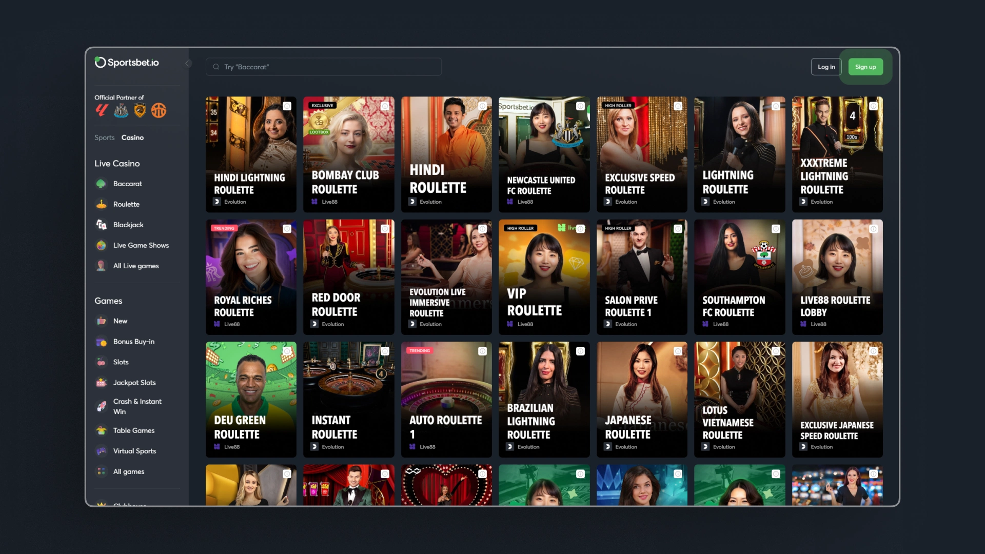 screenshot table live casino sportsbet.io_