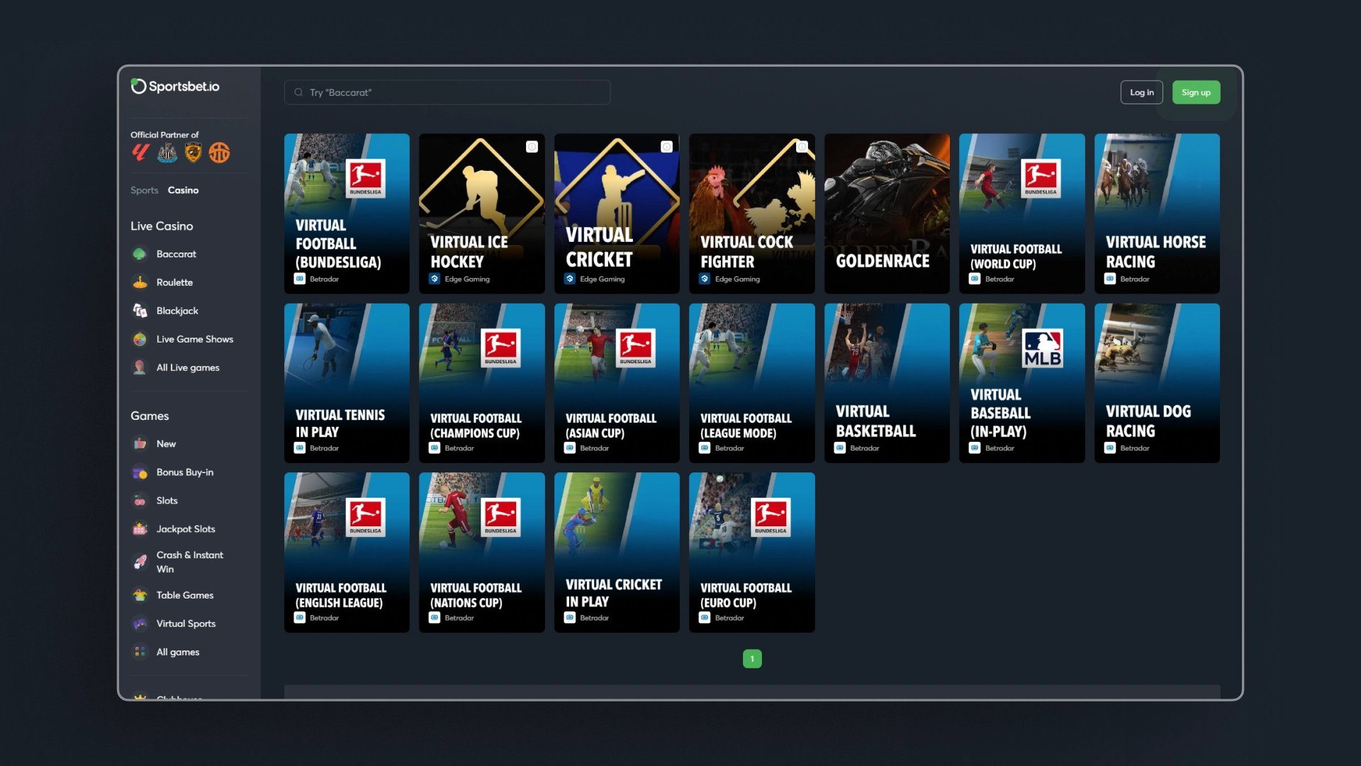 screenshot table virtual sports sportsbet.io_